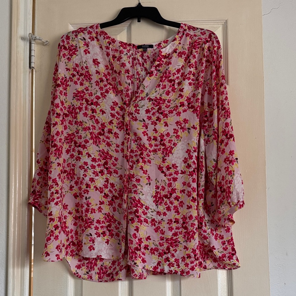 NYDJ Pink Floral Blouse
